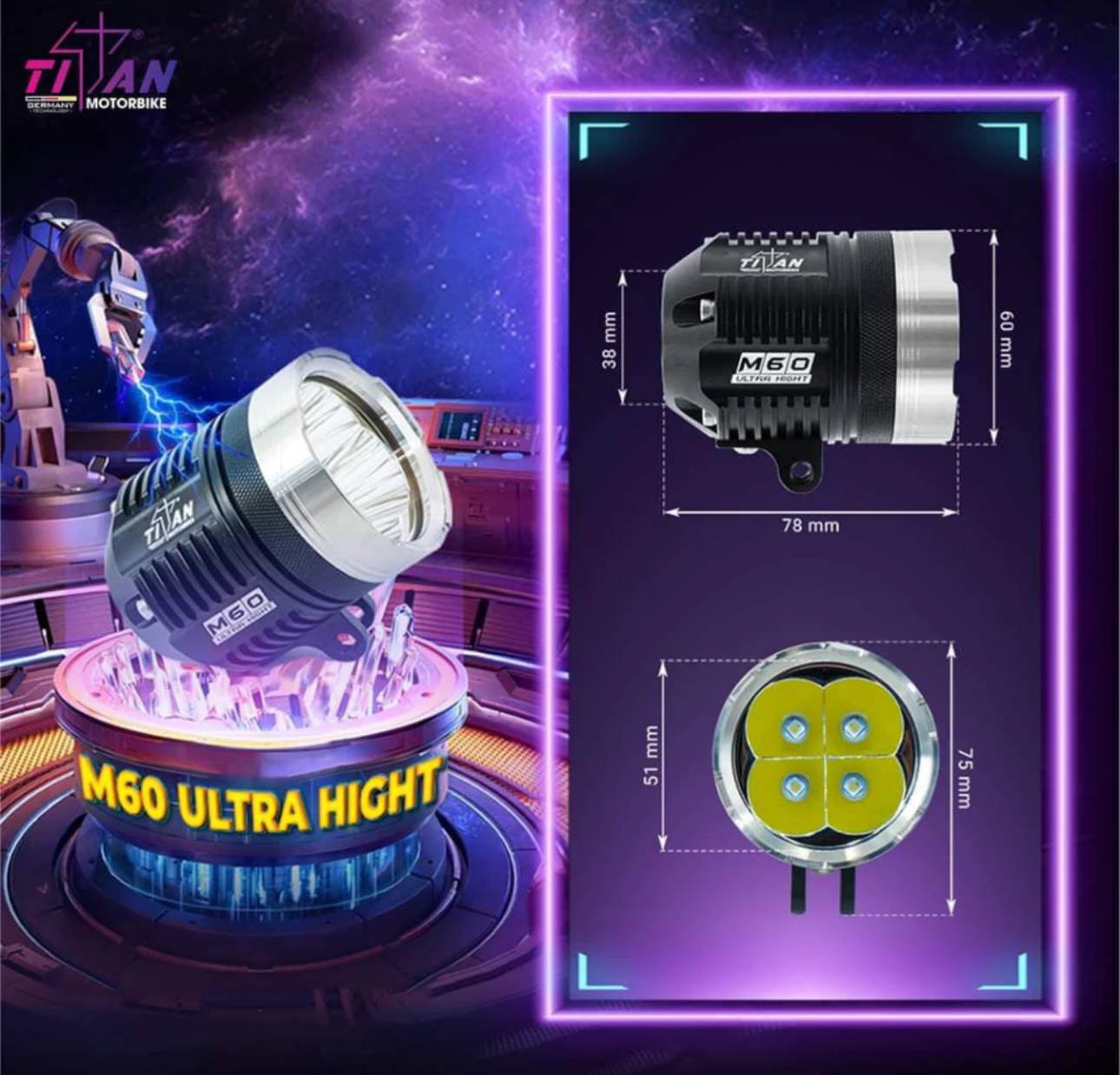 Đèn Trợ Sáng Titan M60 Ultra Hight