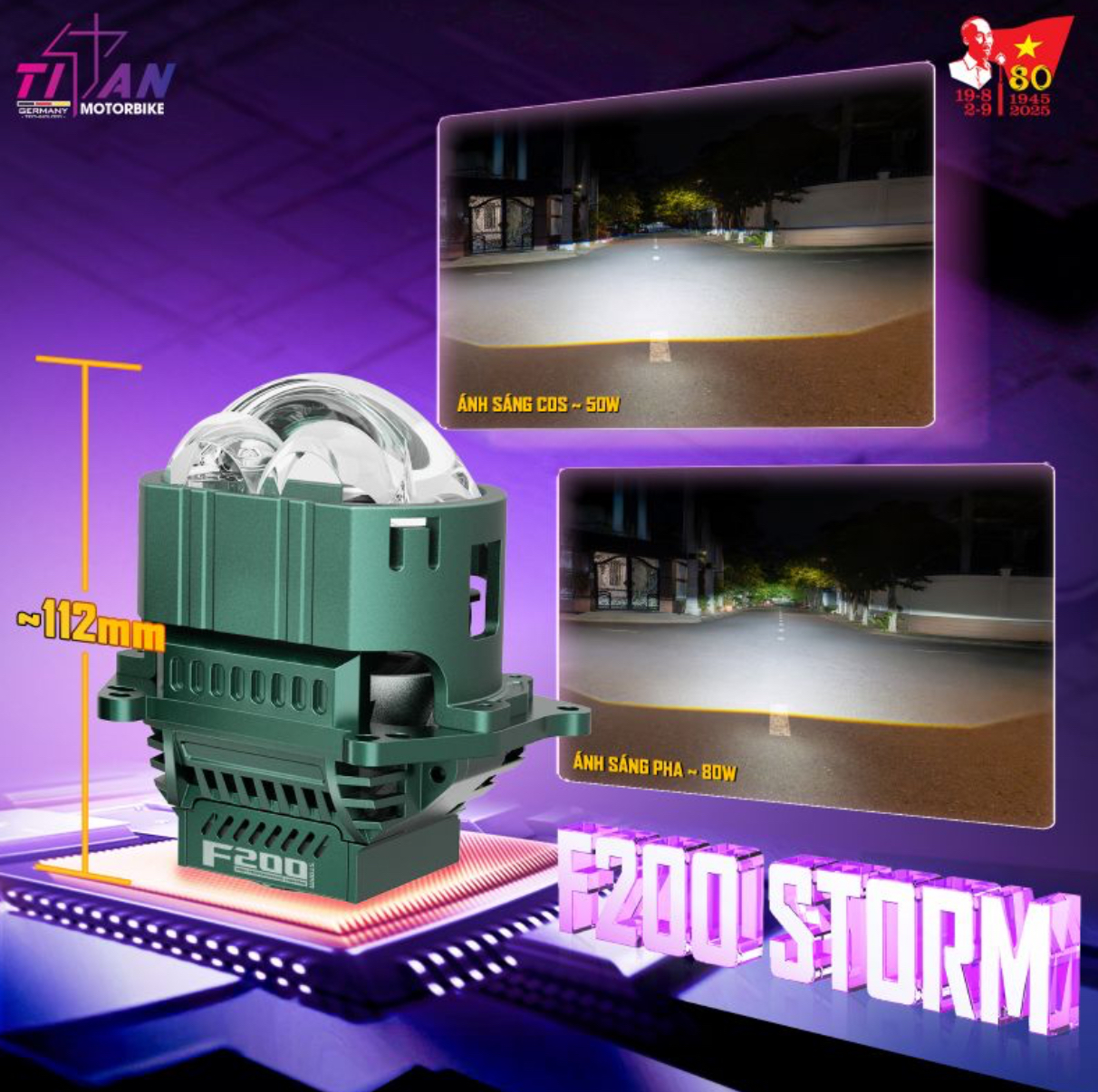 Đèn Bi Cầu Vario 125 - 150 ( Titan Moto F200 Storm )