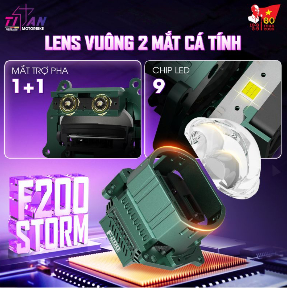 Đèn Bi Cầu Vario 125 - 150 ( Titan Moto F200 Storm )
