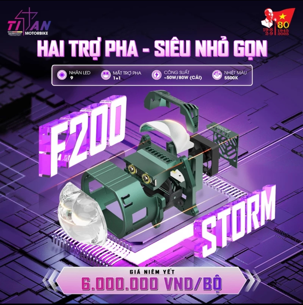 Đèn Bi Cầu Vario 125 - 150 ( Titan Moto F200 Storm )